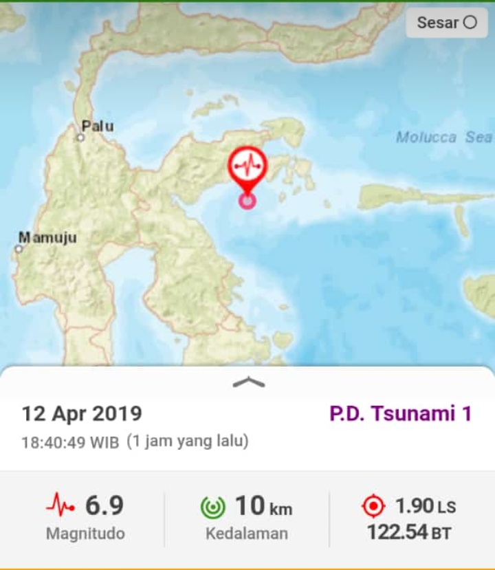 Gempa 6,9 SR Guncang Sulteng, BMKG Cabut Peringatan Dini Tsunami