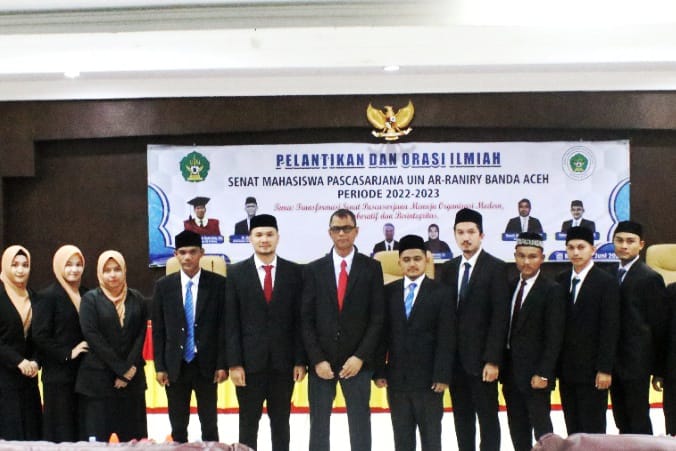 Pelantikan Pengurus Senat Pascasarjana UIN Arraniry Banda Aceh Periode 2022/2023 resmi dilantik pada Kamis (02/6/2022). Di Aula Pascasarjana.
