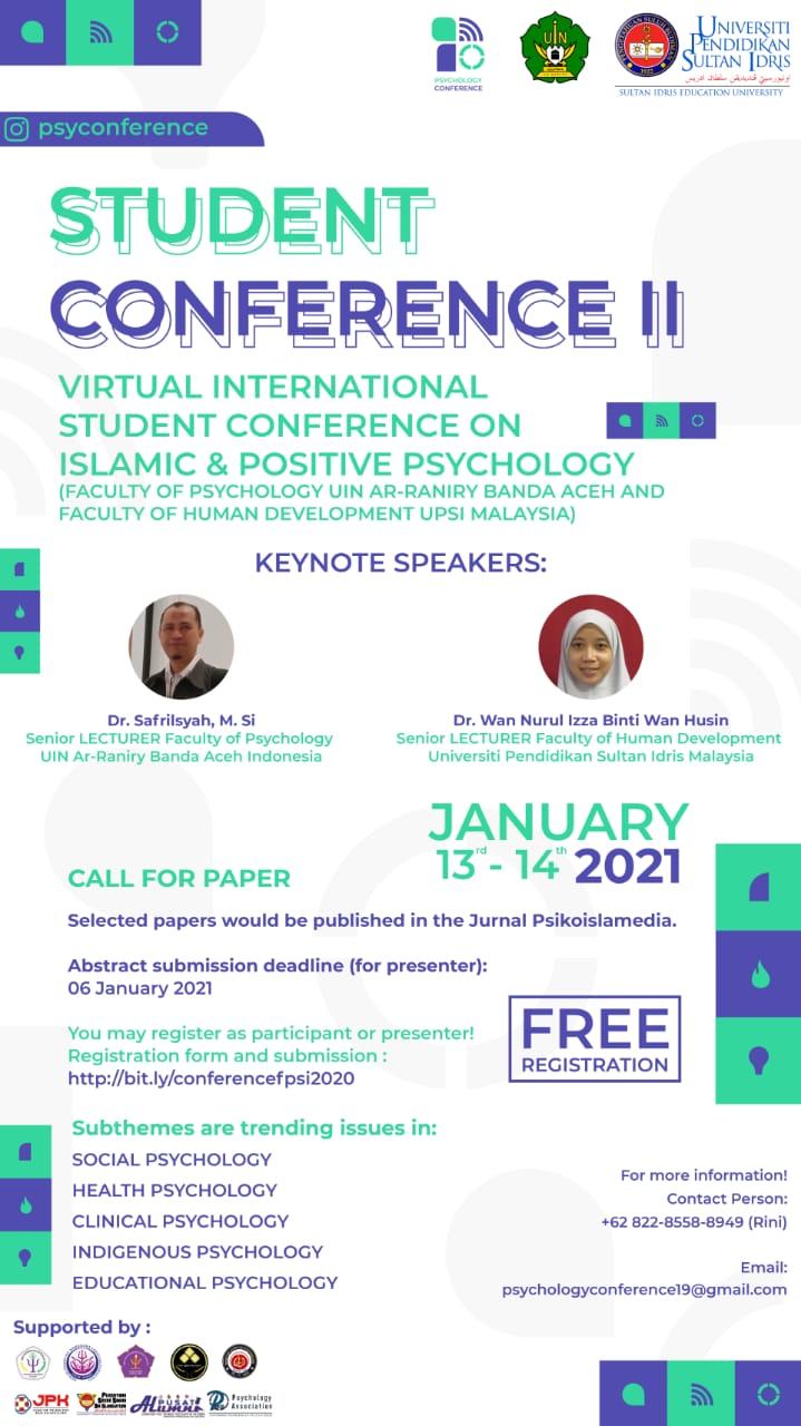Ayo Daftar, Fakultas Psikologi UIN Ar-Raniry Gelar Virtual International Students Conference