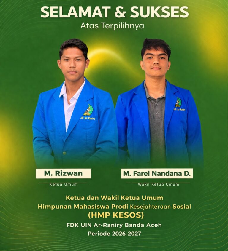 Rizwan Dan Farrel Resmi Nahkodai HMP KESOS UIN Ar-Raniry 2026–2027